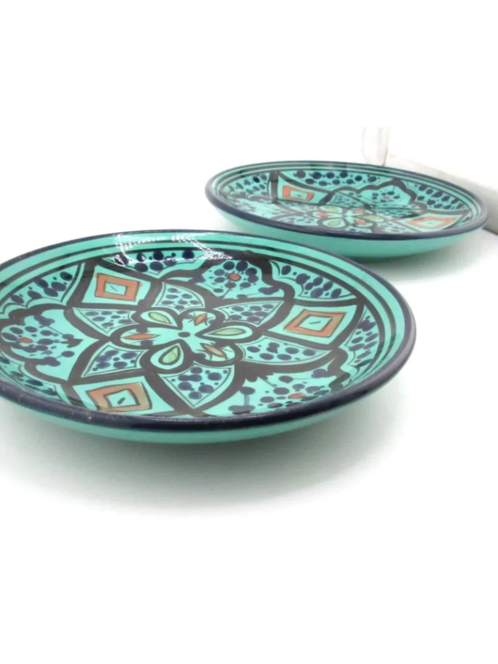 Set Pottery Barn Green / turquoise Kasara Moroccan Mosaic Salad Appetizer Plates